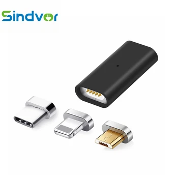 Sindvor Mikro USB Za Tip C/|ightning Magnetni Adapter Za iPhone/Android 3 v 1 Podatkovni Kabel Adapter Pretvornik Mikro USB Na USB C